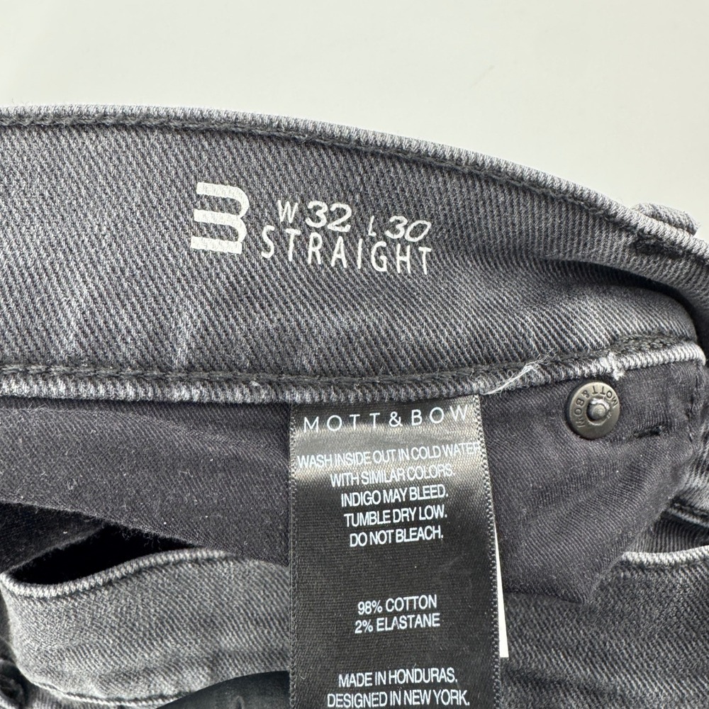 Mott & Bow Mens Straight Leg Jeans 32x30 Charcoal Faded Black Gray Stretch Denim - Picture 5 of 7